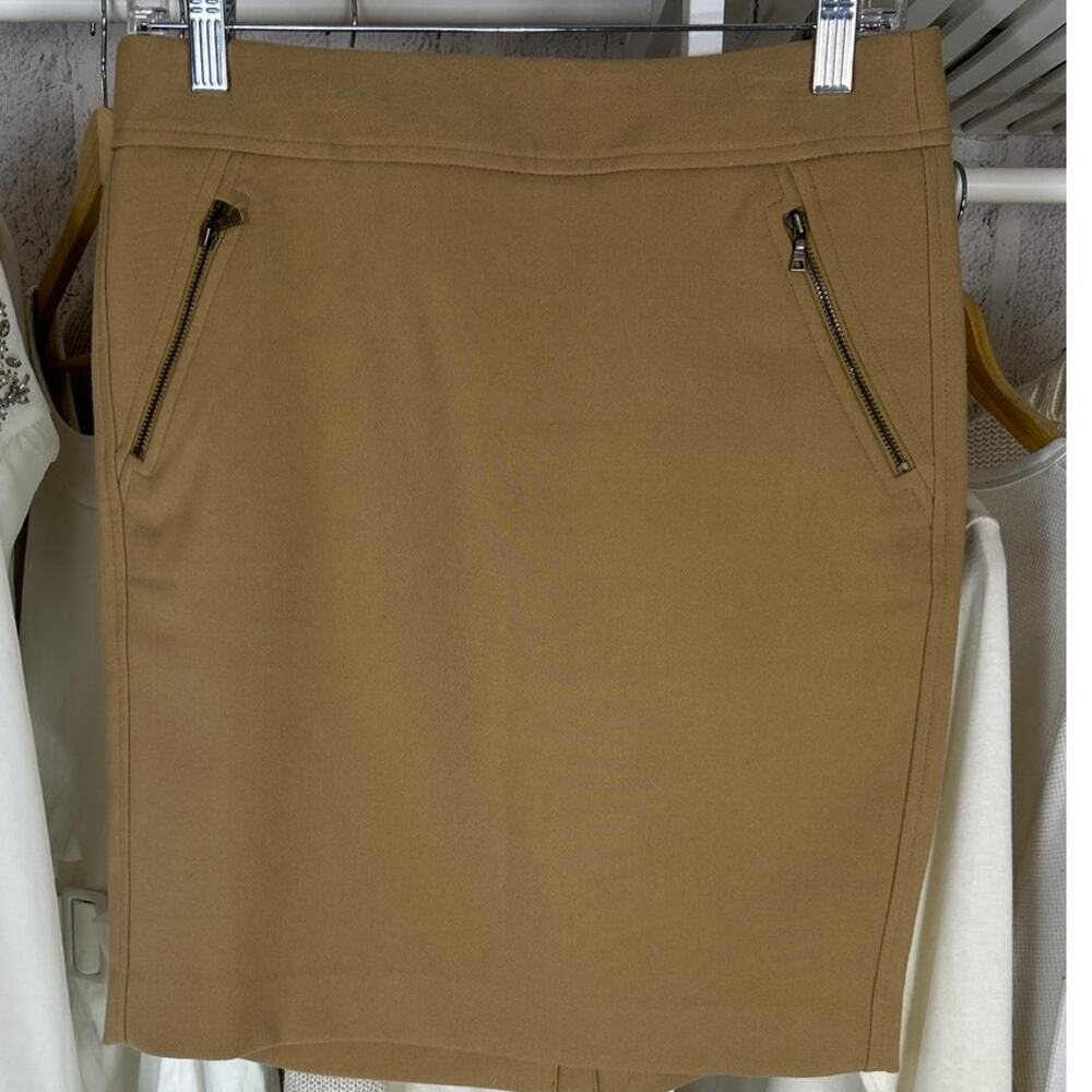 Loft Women's Size 6 Petite Tan Zip Pocket Knee Length Straight Skirt #0596